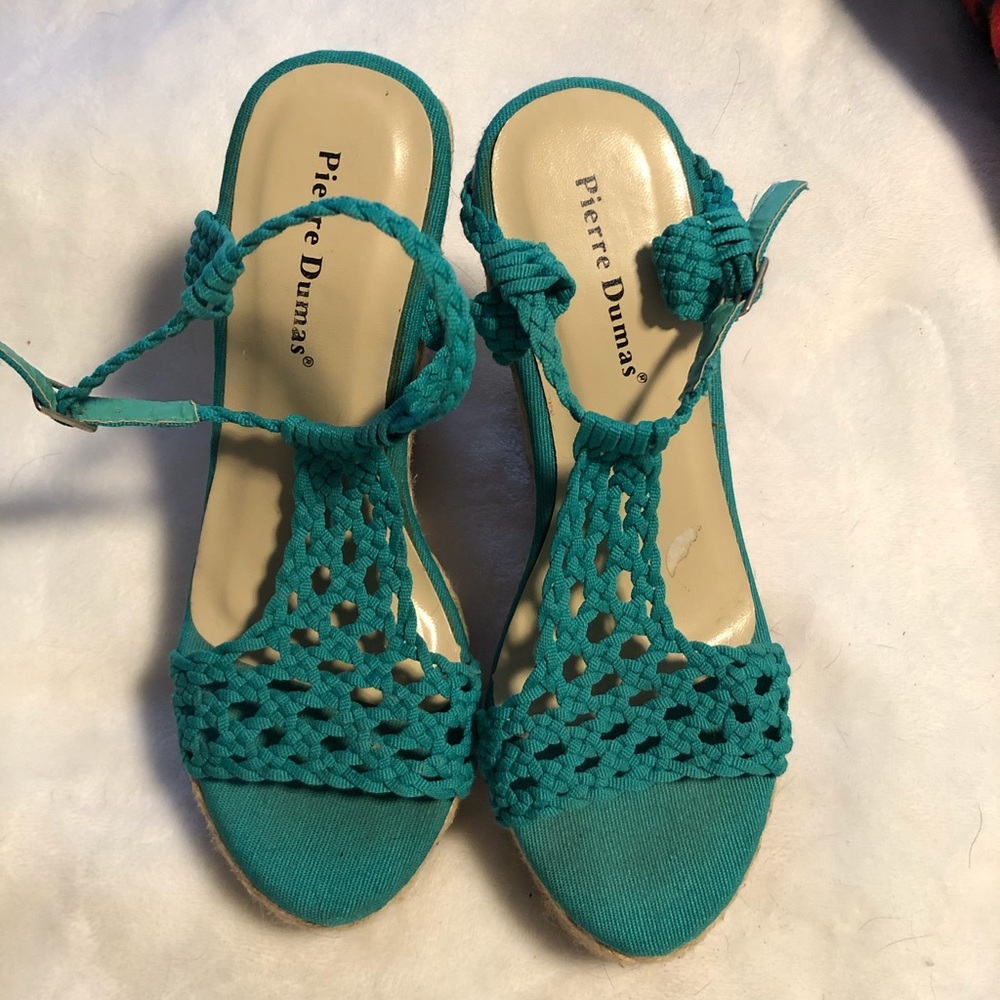 Turquoise Wedge Sandals